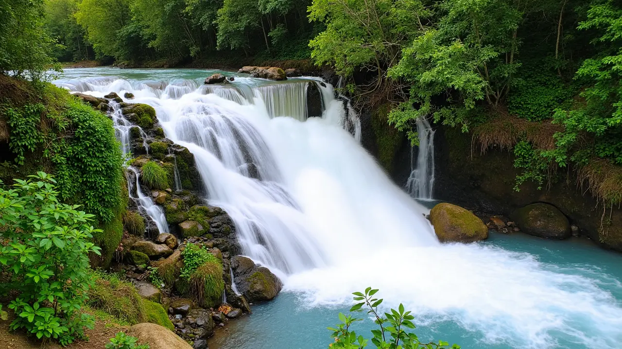 شلال ماسوك في ساكاريا مع عائلة عربية تستمتع بالنزهة تحت الأشجار