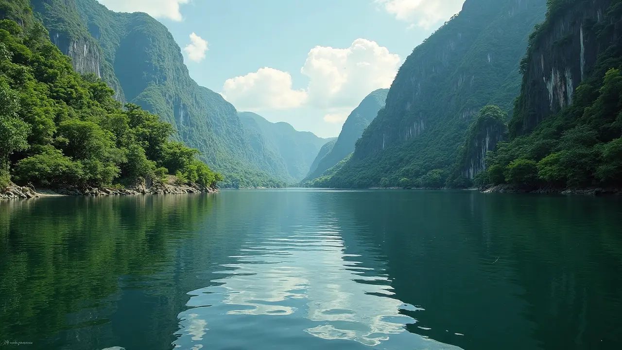 نهر هادئ محاط بالغابات في ولاية باهانغ